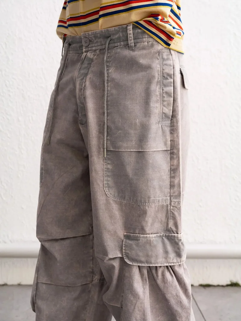 Giesto Grey GIESTO Wide Leg Cargo Pants for Men | Best Price UAE